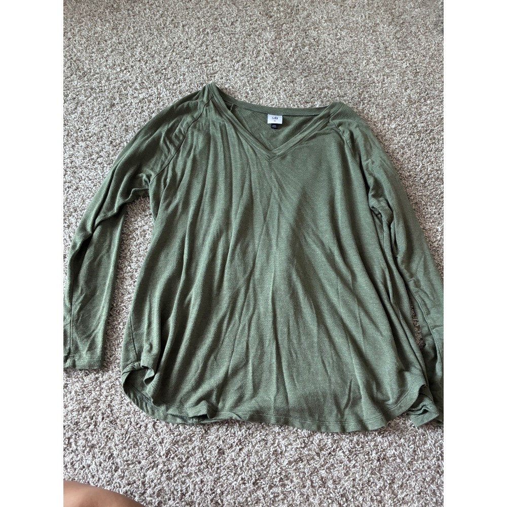 Cabi Olive Green V-Neck Long Sleeve Cinched Back Top Style 4192 XL